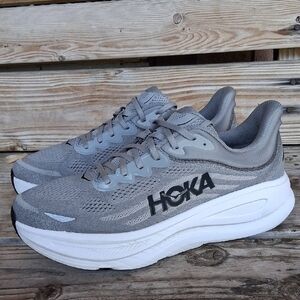 Hoka Bondi 9  Light Gray Athletic Sneakers